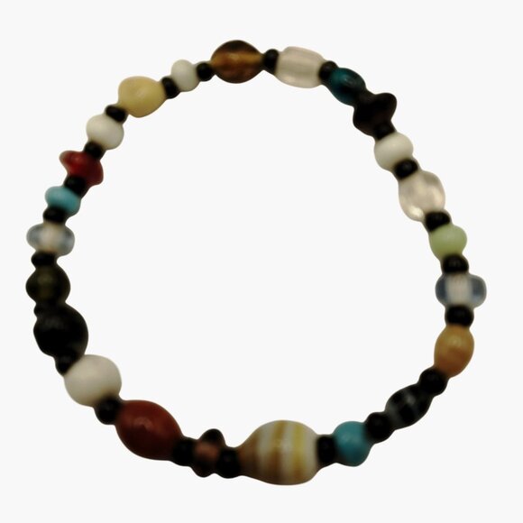 Handcrafted Multicolor Glass Bead Stretch Bracelet 8 inch - Picture 4 of 6